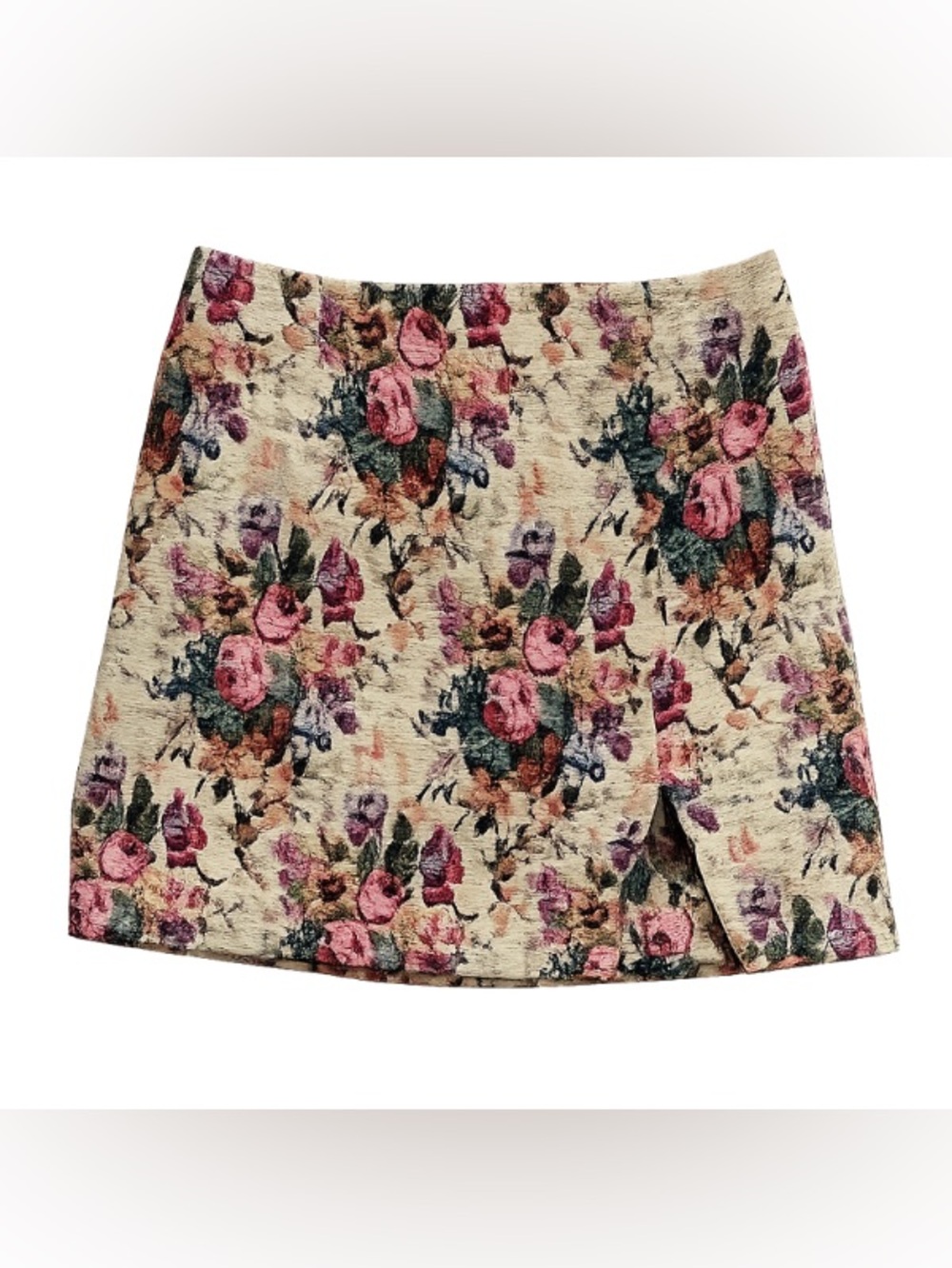 Wild Fable Floral Tapestry Mini Skirt Women’s High Rise Textured Slit Skirt